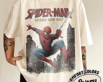 Vintage Spider Man Comic Cover Shirt, Marvel Superhero Comic Book Top, Retro Comfort Colors Spiderman Brand New Day Graphic Tee, Disney Trip