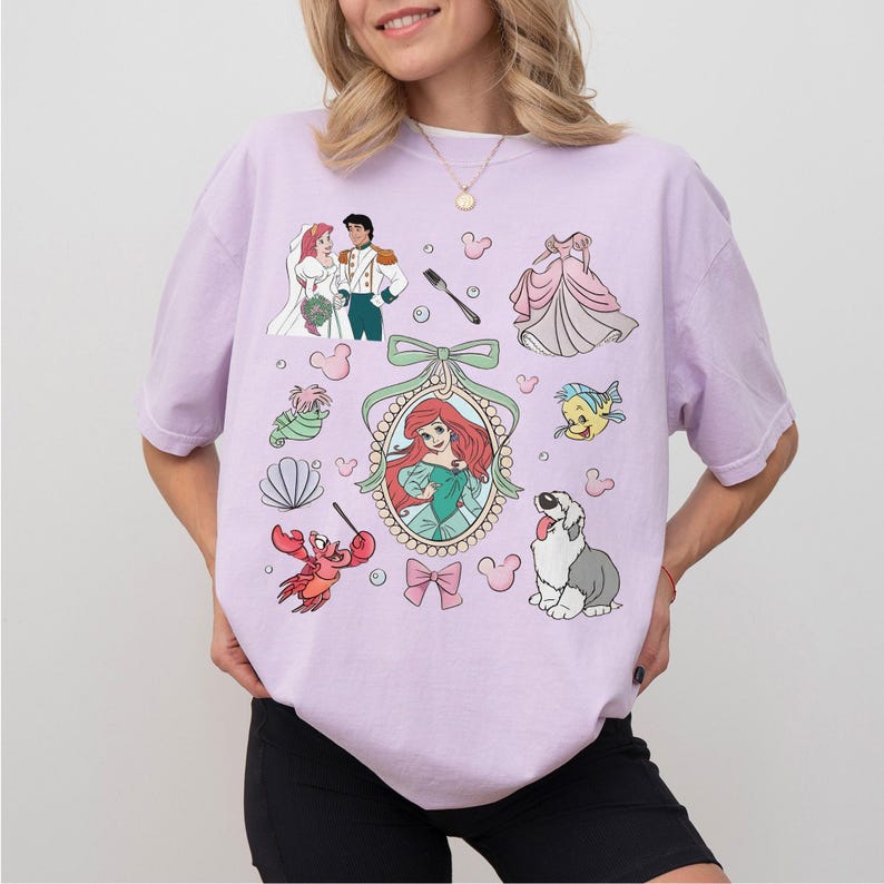 Disney Ariel Princess Comfort Color Shirt, Retro Ariel The Little Mermaid Shirt, Disney Trip T-Shirt, Disney Princess image 5