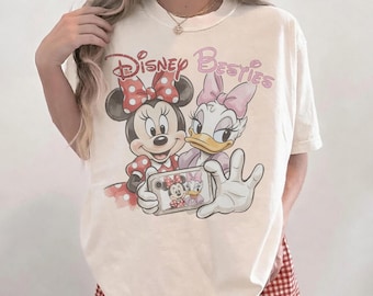 Disney Besties Minnie Mouse and Daisy Duck Shirt, Disney Friends Comfort Color Tee, Besties Selfie T-Shirt, Cute Disney Matching Shirt Women