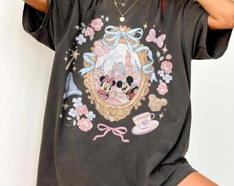 Retro Coquette Bows Mickey And Minnie Shirt, Disney World Shirt, Disney Girls Trip Shirts, WDW Magic Kingdom, Disneyland Matching Girls Tee