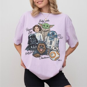Disney Star Wars Shirt, Grogu Baby Yoda Darth Vader Chewbacca, Star Wars Family Matching Tee, Galaxy's Edge Disney Trip 2026 Vacation Shirt image 5
