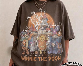 Comfort Colors® Vintage Disney Winnie The Pooh Halloween Shirt, Winnie The Pooh Tee, Disney Halloween Shirt, WDW Family Holiday Trip Shirt