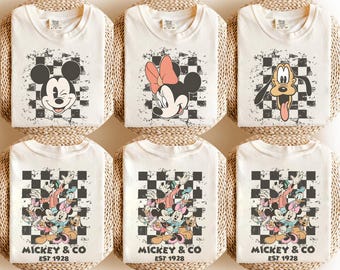 Disney Checkered Mickey and Friends Retro Shirt, Disney Family Trip Sweatshirt, Disney Vacation Tee, Disney All Characters Shirt