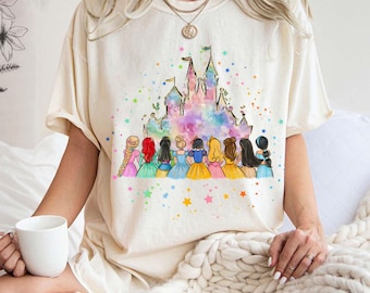 Retro Disney Princess Shirt, Watercolor Princess Shirt, Disney Trip Shirt, Disney Castle Shirt, Disneyworld Princess Gift