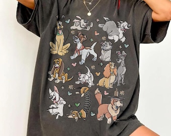 Disney Dogs Comfort Colors Shirt, Vintage Disney Dog Shirt, Lady and the Tramp Shirt,  Cute Disney Dog Gift, Disney Family Trip 2026 Tee