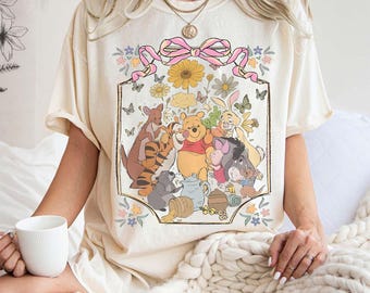 Coquette Winnie The Pooh Comfort Color Shirt, Retro Pooh Bear & Friends Tee, Disney Family Trip 2026 T-Shirt, Cute Disneyworld Pooh Shirt