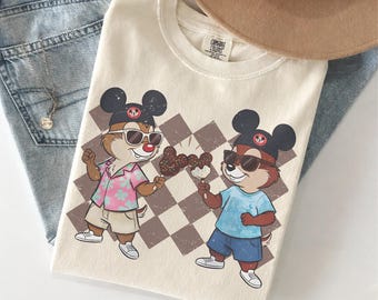 Chip N Dale Shirt Comfort Colors, Disney Chip and Dale Mickey Ears Snack Shirt, Vintage Double Trouble Graphic Tee