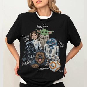 Disney Star Wars Shirt, Grogu Baby Yoda Darth Vader Chewbacca, Star Wars Family Matching Tee, Galaxy's Edge Disney Trip 2026 Vacation Shirt image 9