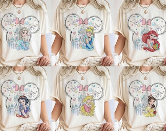 Disney Princess Shirt, Watercolor Magic Castle Princess T-shirt, Disney Princess Watercolor Tee, Disneyland Family Trip Tees