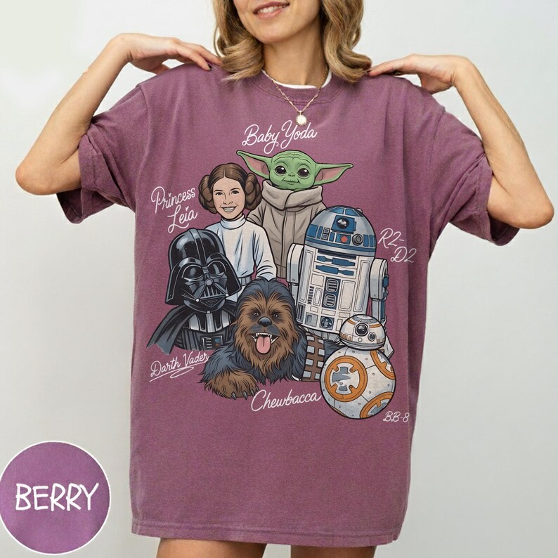 Disney Star Wars Shirt, Grogu Baby Yoda Darth Vader Chewbacca, Star Wars Family Matching Tee, Galaxy's Edge Disney Trip 2026 Vacation Shirt image 8