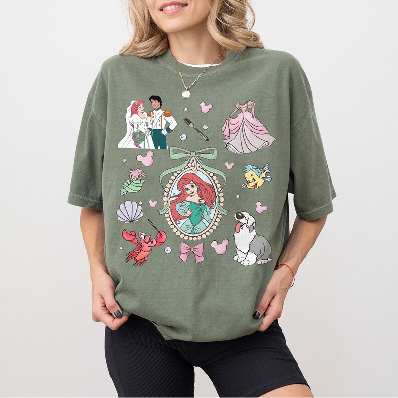 Disney Ariel Princess Comfort Color Shirt, Retro Ariel The Little Mermaid Shirt, Disney Trip T-Shirt, Disney Princess image 7
