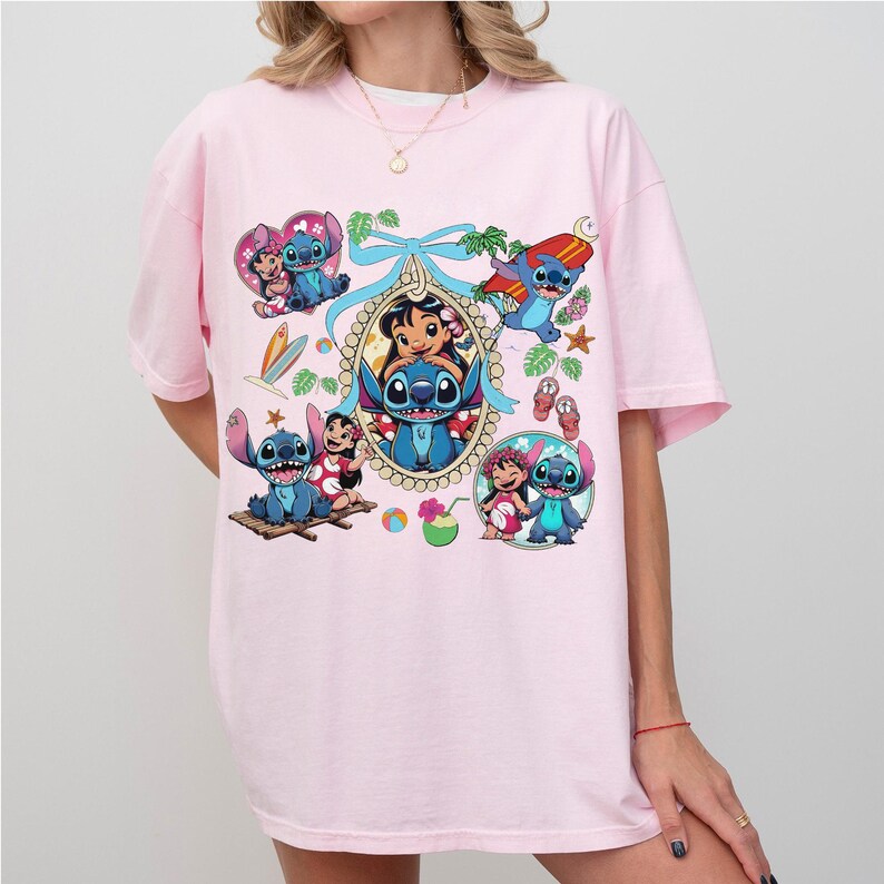 Coquette Bow Lilo And Stitch Shirt, Cute Disney Shirt, Disneyland Trip Shirt, Shirt For Women, Disney Trip T-Shirt, Best Shirt For Kid image 4