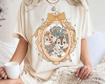 Vintage Chip And Dale Shirt, Disney Floral Chip And Dale T-shirt, Disney Vacation Gifts Tee, Funny Magic Kingdom, Disney Family Trip