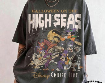 Comfort Colors® Vintage Halloween on the high seas shirt, Mickey & friends Ghost Disney Cruise shirt, Halloween family Cruise vacation shirt