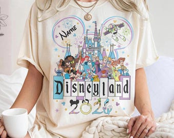 Custom Name Disneyland Shirt 2026, Disney Family Vacation T-Shirt, Disneyland 2026 Tee with Castle and Characters, Disney Trip Gift