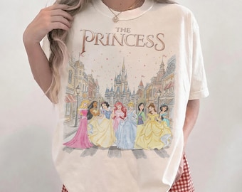 Disney Princess Shirt, The Princess T-Shirt Women, Disney Princesses Tee, Snow White Cinderella Ariel Belle Tee, Cute Disney Castle Shirt