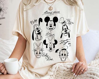 Retro Mickey and Friends Signatures Shirt, Magical Sweatshirt, Disney Characters Tee, Disney Mouse Head Tee, Mickey & Co Gift, Disney Tee