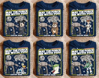 Custom  Disney Star Wars Shirt, May The Force Be With You T-Shirt, Mickey Darth Vader Tee, Galaxy's Edge Disneyworld Vacation Gift