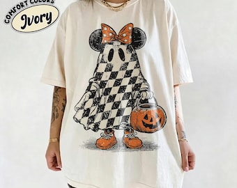 Comfort Colors® Vintage Minnie Halloween Shirts, Minnie Ghost Shirt, Spooky Season Shirt, Disney Halloween Family Shirt, Halloween Trip Tee
