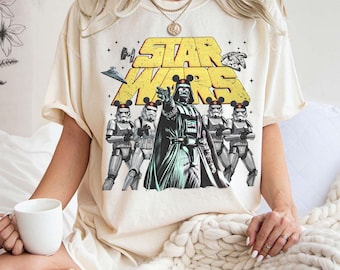Retro Star Wars Disney Mashup Shirt, Darth Vader Stormtrooper Mickey Ears Tee, Retro Sci Fi Fan T-Shirt, Star Wars Day Outfits