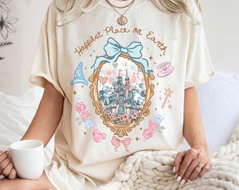 Happiest Place On Earth Comfort Colors Shirt, Disney Trip Shirt, Disney Coquette Magical Castle Shirt, Vintage Shirt ,Disney World Shirt