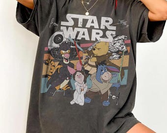 Vintage Pooh And Friends Star Wars Shirt, Star Wars Winnie The Pooh T-Shirt, Retro Star Wars Sweater, Hollywood Studios Shirt, Galaxy's Edge