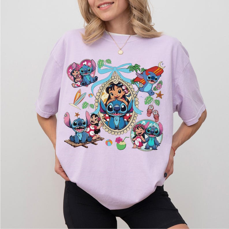 Coquette Bow Lilo And Stitch Shirt, Cute Disney Shirt, Disneyland Trip Shirt, Shirt For Women, Disney Trip T-Shirt, Best Shirt For Kid image 5