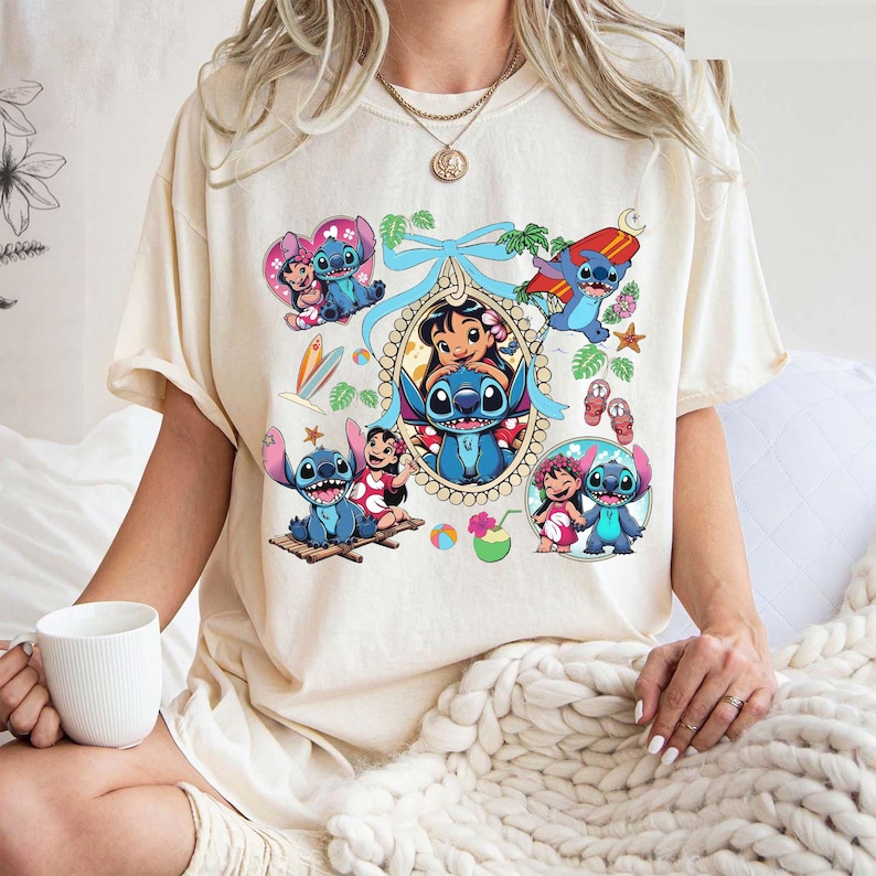 Coquette Bow Lilo And Stitch Shirt, Cute Disney Shirt, Disneyland Trip Shirt, Shirt For Women, Disney Trip T-Shirt, Best Shirt For Kid image 1