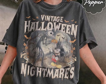 Comfort Colors® Retro Halloween Nightmares Shirt, Jack Skellington Mickey Tee, Spooky Disney Halloween Shirt, Retro Halloween Graphic Tee