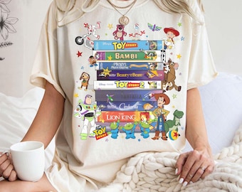 Disney Retro 90s VHS Movie Shirt, 90s Style Movie Characters Shirt, Toy Story Up Incredibles Collection Tee, Pixar Family Disneyland Tee