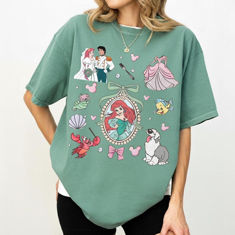Disney Ariel Princess Comfort Color Shirt, Retro Ariel The Little Mermaid Shirt, Disney Trip T-Shirt, Disney Princess image 6