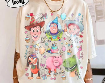Vintage Toy Story Birthday Party Shirt, Toy Story Characters Trip tee, Buzz Woody Jessie Family Birthday Present Gift, Best Birthday Ever