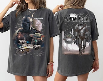 Mandalorian Shirt, Grogu Baby Yoda T-Shirt, Star Wars The Mandalorian Front and Back Tee, This is the Way Mando Graphic Shirt