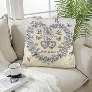 Personalized Wedding Pillow with Initials & Date – Custom Engagement Gift, Anniversary Keepsake, Romantic Couples Cushion