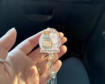 Midazzling Badge Reel - Joli porte-carte d'identité pour infirmière en anesthésie