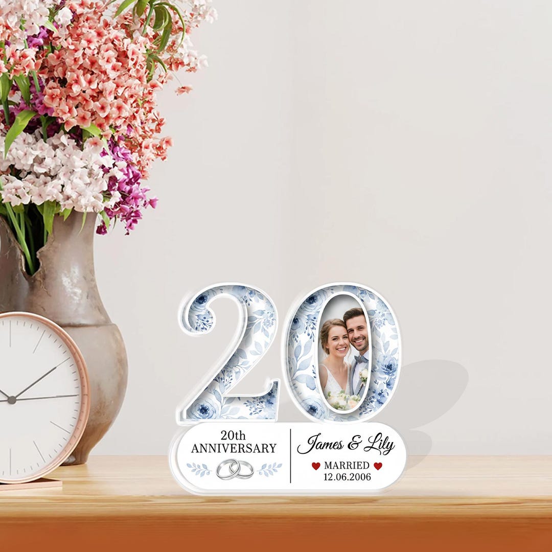 Personalized Acrylic Block: Custom Photo Print, 20th Anniversary Number ...