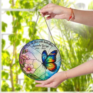 Memorial Butterfly Suncatcher: Personalized Glass Art, Sympathy Gift