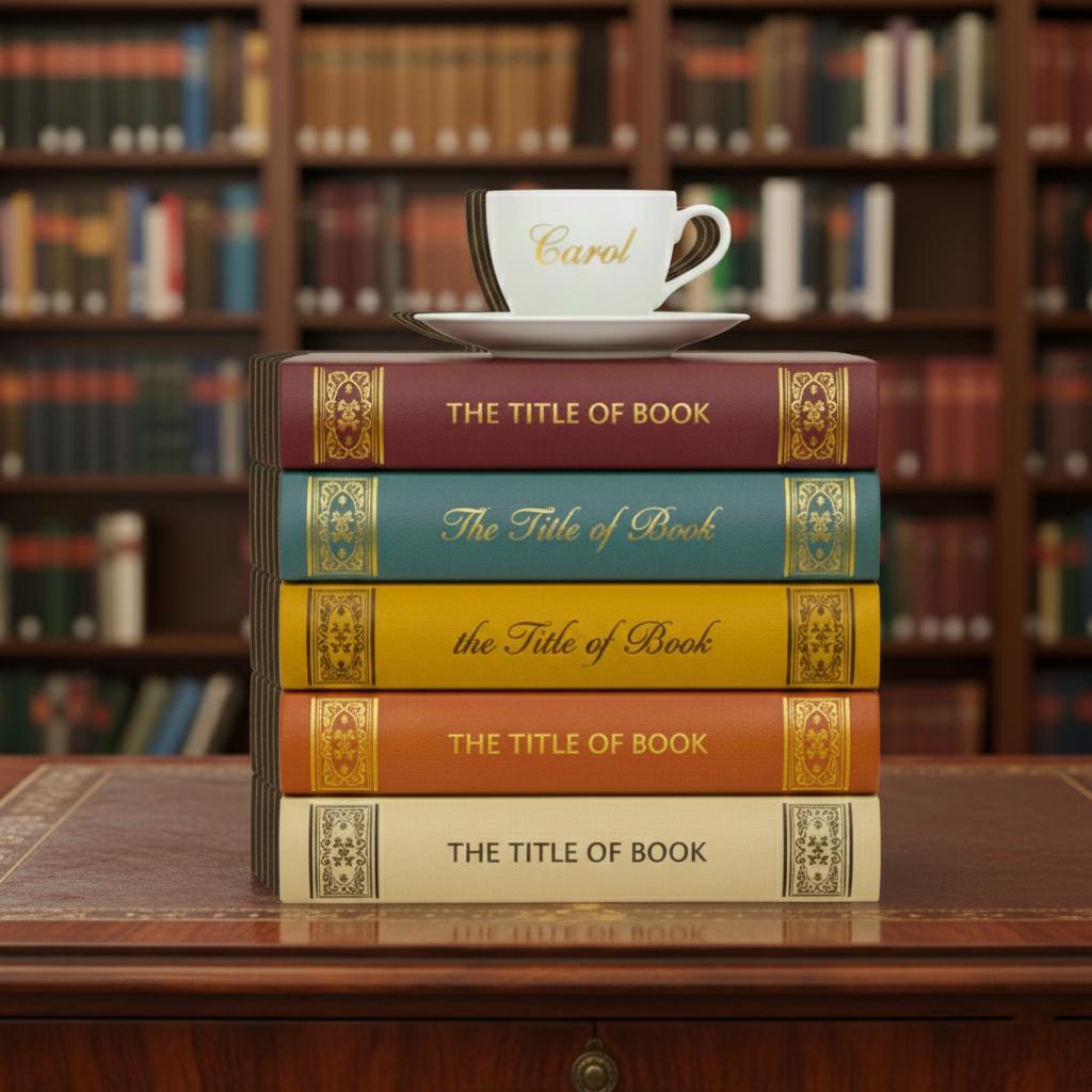 Personalized Wooden Block Decor: Stacked Books With Name Teacup ...
