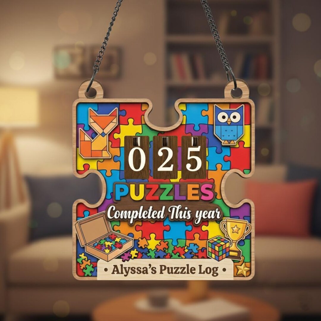 Personalized Puzzle Tracker Sign: Wooden Puzzle Count Display - Etsy