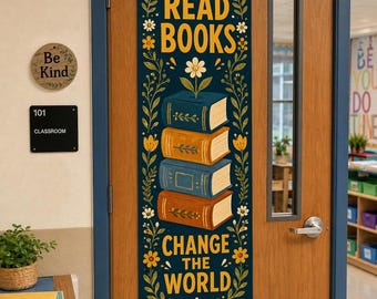 Read Books Linen Door Tapestry Classroom Library Reading