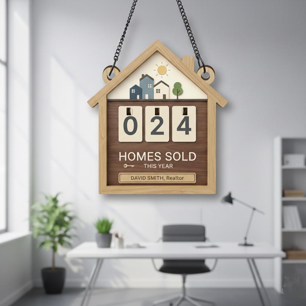 Personalized Wooden Counter Sign: Homes Sold Tracker Display, Realtor ...