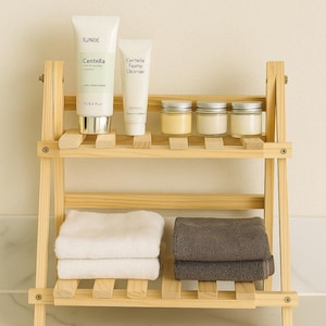 Wooden storage shelf