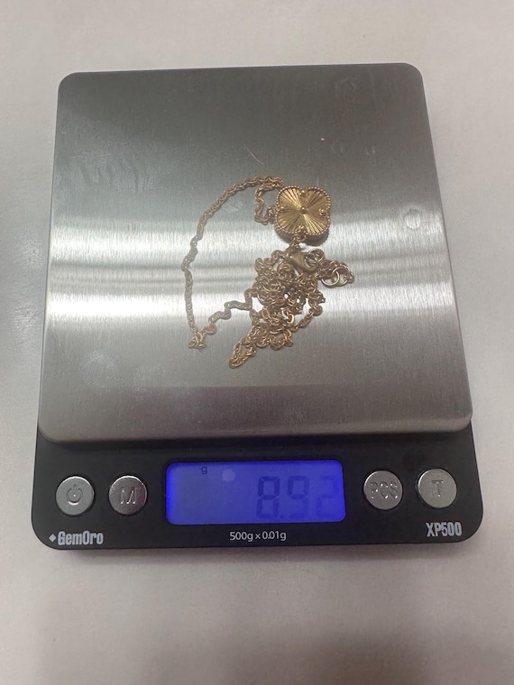 21k Real Yellow Gold Mini Clover Necklace Fine Jewelry 20”