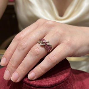 18k Yellow Gold Natural (Ruby & Diamond) Ring Size 6.75