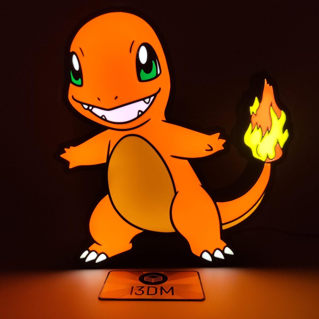 3D Charmander Pokémon Lightbox – Decorative Lamp Illuminated With ...
