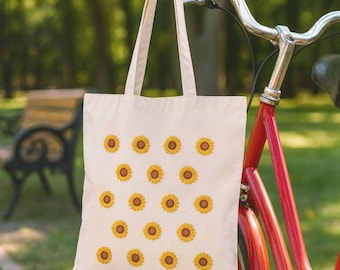 Sunflower Tote Bag: Floral Cotton Canvas Reusable Shopping Bag