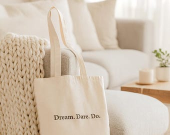 Motivational Quote Cotton Canvas Tote Bag: Eco-Friendly Reusable Shopping Bag