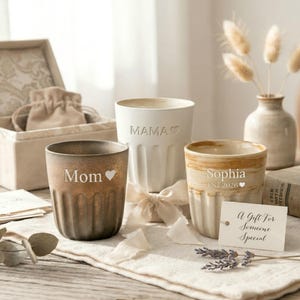 Personalized Mom Mug, Mother’s Day Engraved Ceramic Mug, Custom Name Coffee Mug, Gift for Mom, EST 2026 Mug, Custom Pottery Cup