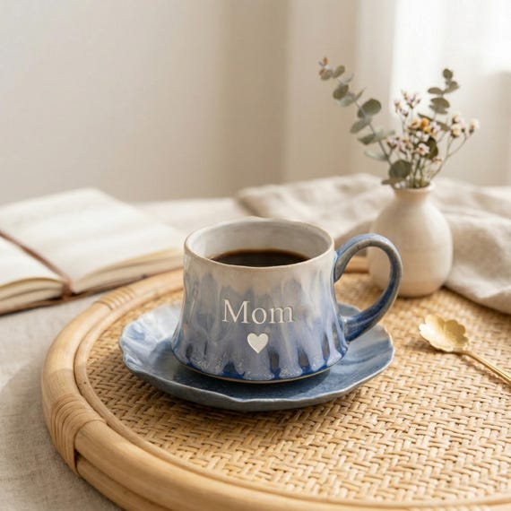 Personalized Coffee Cup,Ceramic Coffee Cup with Saucer, Handmade Pottery Mug, Artisan Coffee Cup, Minimalist Tea Cup, Gift for Her