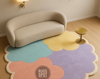 Luxury Hand Tufted Cloud Rug: Pastel Nursery Decor Carpet